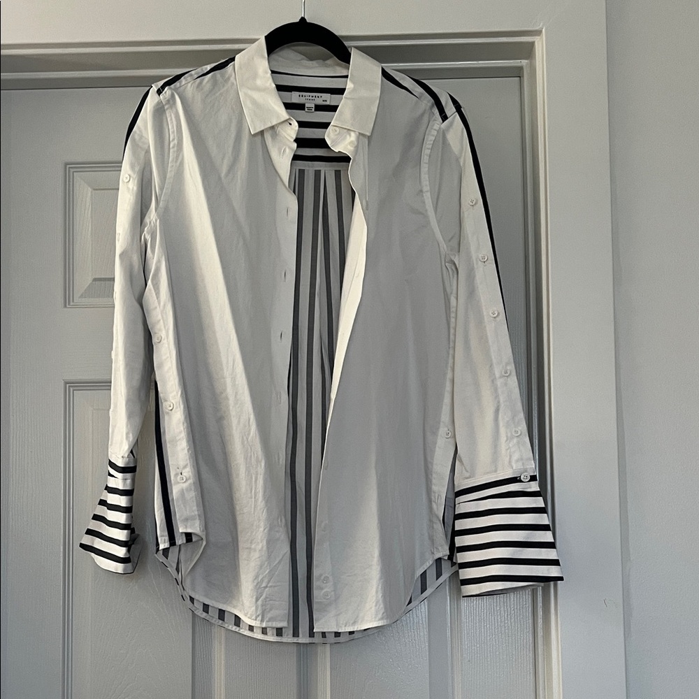Frame White Shirt with Stripes